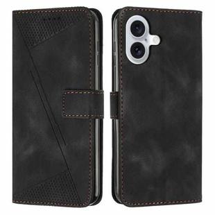 For iPhone 17 Dream Triangle Leather Phone Case with Lanyard(Black)