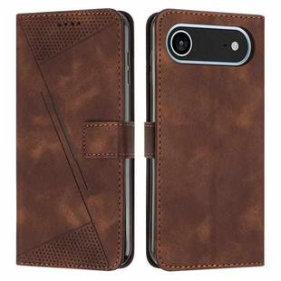 For iPhone 17 Air Dream Triangle Leather Phone Case with Lanyard(Brown)