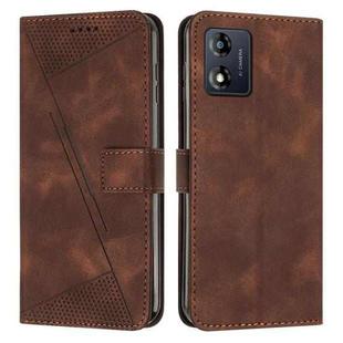 For Motorola Moto E13 Dream Triangle Leather Phone Case with Lanyard(Brown)