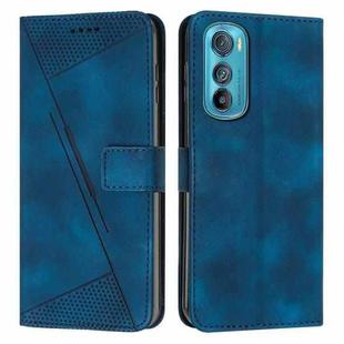 For Motorola Edge 30 Dream Triangle Leather Phone Case with Lanyard(Blue)