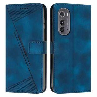 For Motorola Edge 2022 Dream Triangle Leather Phone Case with Lanyard(Blue)