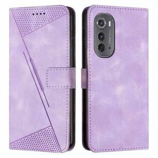 For Motorola Edge 2022 Dream Triangle Leather Phone Case with Lanyard(Purple)