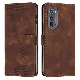 For Motorola Edge 2022 Dream Triangle Leather Phone Case with Lanyard(Brown)