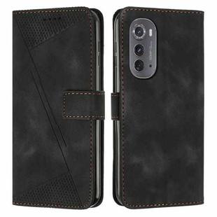 For Motorola Edge 2022 Dream Triangle Leather Phone Case with Lanyard(Black)