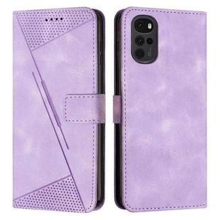 For Motorola Moto G22 Dream Triangle Leather Phone Case with Lanyard(Purple)