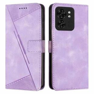 For Motorola Edge 40 Dream Triangle Leather Phone Case with Lanyard(Purple)