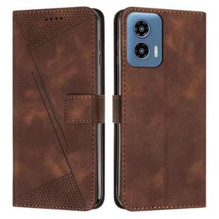 For Motorola Moto G34 5G Dream Triangle Leather Phone Case with Lanyard(Brown)