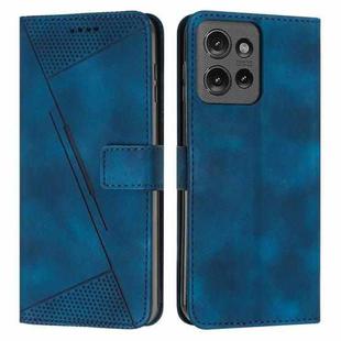 For Motorola Edge 50 Dream Triangle Leather Phone Case with Lanyard(Blue)