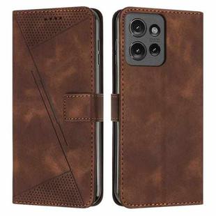 For Motorola Edge 50 Dream Triangle Leather Phone Case with Lanyard(Brown)