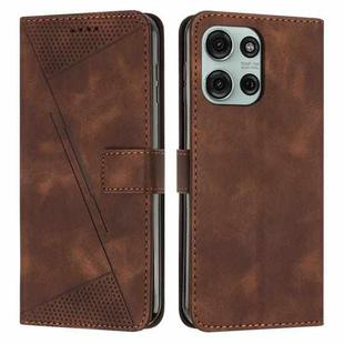 For Motorola Moto G75 Dream Triangle Leather Phone Case with Lanyard(Brown)