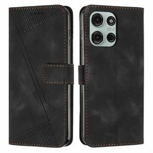 For Motorola Moto G75 Dream Triangle Leather Phone Case with Lanyard(Black)