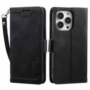 For iPhone 15 Pro Retro Splicing Horizontal Flip Leather Phone Case(Black)