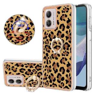 For Motorola Moto G53 / G23 / G13 Electroplating Dual-side IMD Phone Case with Ring Holder(Leopard Print)