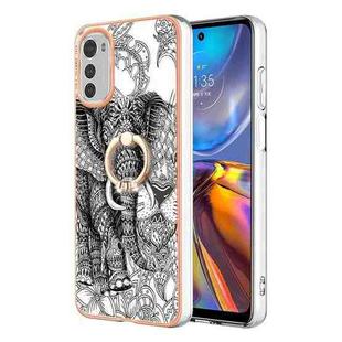 For Motorola Moto E32 4G / E32s Electroplating Dual-side IMD Phone Case with Ring Holder(Totem Elephant)