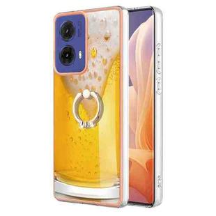 For Motorola Moto G85 Electroplating Dual-side IMD Phone Case with Ring Holder(Draft Beer)