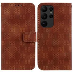 For Samsung Galaxy S23 Ultra 5G Double 8-shaped Embossed Leather Phone Case(Brown)