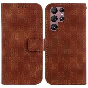 For Samsung Galaxy S22 Ultra 5G Double 8-shaped Embossed Leather Phone Case(Brown)