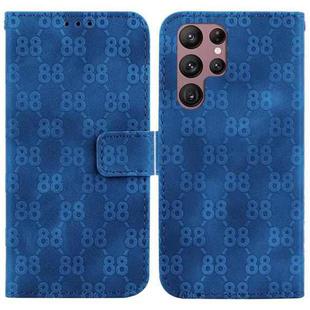 For Samsung Galaxy S22 Ultra 5G Double 8-shaped Embossed Leather Phone Case(Blue)