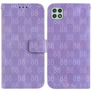 For Samsung Galaxy A22 5G Double 8-shaped Embossed Leather Phone Case(Purple)