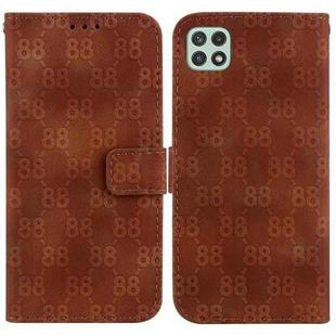 For Samsung Galaxy A22 5G Double 8-shaped Embossed Leather Phone Case(Brown)
