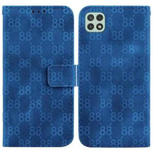 For Samsung Galaxy A22 5G Double 8-shaped Embossed Leather Phone Case(Blue)