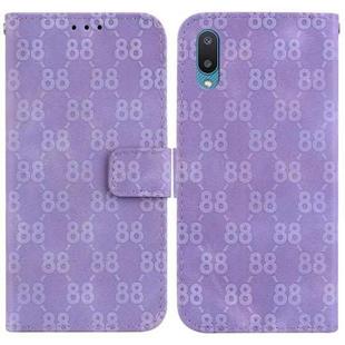 For Samsung Galaxy A02 / M02 4G Indian Double 8-shaped Embossed Leather Phone Case(Purple)