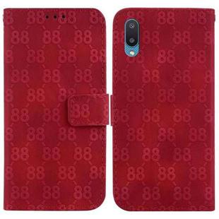 For Samsung Galaxy A02 / M02 4G Indian Double 8-shaped Embossed Leather Phone Case(Red)