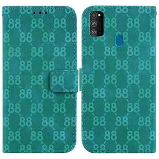 For Samsung Galaxy M30s / M21 Double 8-shaped Embossed Leather Phone Case(Green)