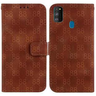 For Samsung Galaxy M30s / M21 Double 8-shaped Embossed Leather Phone Case(Brown)