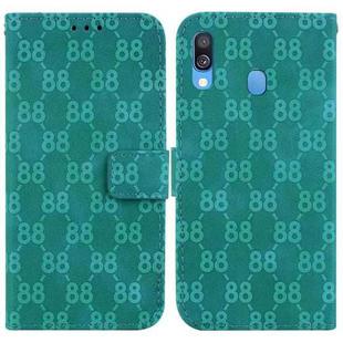 For Samsung Galaxy A40 Double 8-shaped Embossed Leather Phone Case(Green)