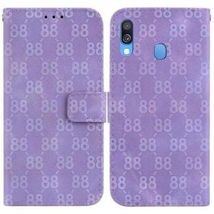 For Samsung Galaxy A40 Double 8-shaped Embossed Leather Phone Case(Purple)