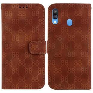 For Samsung Galaxy A40 Double 8-shaped Embossed Leather Phone Case(Brown)