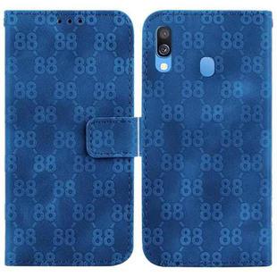 For Samsung Galaxy A40 Double 8-shaped Embossed Leather Phone Case(Blue)
