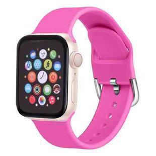 For Apple Watch Series 7 41mm / 6 & SE & 5 & 4 40mm / 3 & 2 & 1 38mm Solid Color Silicone Watch Band with Metal Buckle, Size:S(Rose Red)