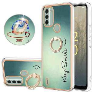 For Nokia C31 Electroplating Dual-side IMD Phone Case with Ring Holder(Smile)