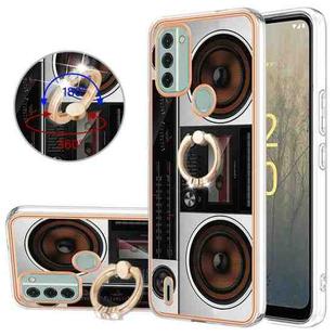 For Nokia C31 Electroplating Dual-side IMD Phone Case with Ring Holder(Retro Radio)