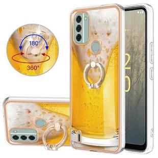 For Nokia C31 Electroplating Dual-side IMD Phone Case with Ring Holder(Draft Beer)