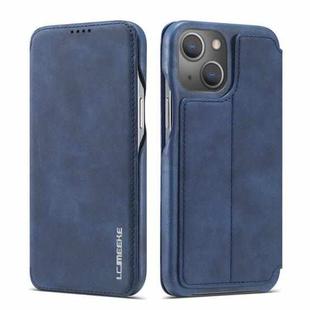 LC.IMEEKE Hon Ancient Series Flip Leather Phone Case For iPhone 15 Plus(Blue)