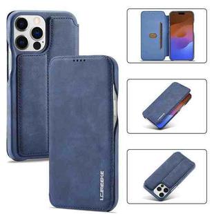LC.IMEEKE Hon Ancient Series Flip Leather Phone Case For iPhone 15 Pro(Blue)