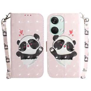 For OnePlus Nord 3 3D Colored Horizontal Flip Leather Phone Case(Heart Panda)