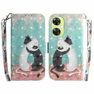 For OnePlus Nord CE 3 Lite/Nord N30 3D Colored Horizontal Flip Leather Phone Case(Black White Cat)