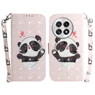 For OnePlus 13 3D Colored Horizontal Flip Leather Phone Case(Heart Panda)