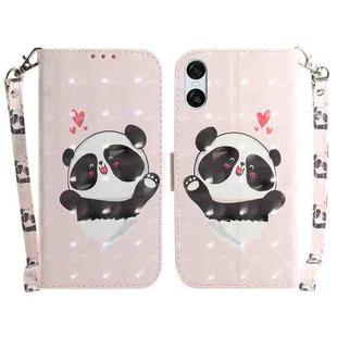 For Sony Xperia 10 VI 3D Colored Horizontal Flip Leather Phone Case(Heart Panda)