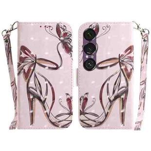 For Sony Xperia 1 VII 3D Colored Horizontal Flip Leather Phone Case(Butterfly High-heeled)