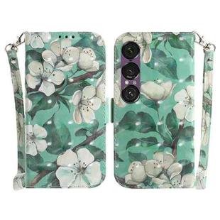 For Sony Xperia 1 VII 3D Colored Horizontal Flip Leather Phone Case(Watercolor Flower)