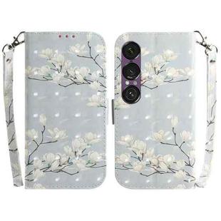 For Sony Xperia 1 VII 3D Colored Horizontal Flip Leather Phone Case(Magnolia)