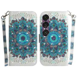 For Sony Xperia 1 VII 3D Colored Horizontal Flip Leather Phone Case(Peacock Wreath)