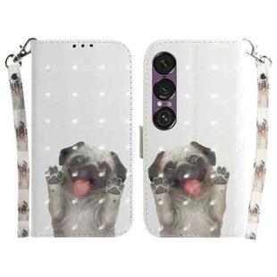 For Sony Xperia 1 VII 3D Colored Horizontal Flip Leather Phone Case(Pug)
