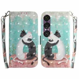 For Sony Xperia 1 VII 3D Colored Horizontal Flip Leather Phone Case(Black White Cat)