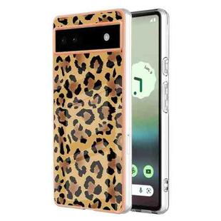 For Google Pixel 6a Electroplating Dual-side IMD Phone Case(Leopard Print)